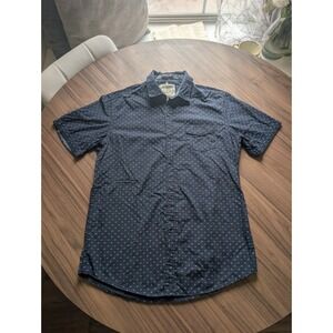 Native Code Men's Casual Blue Geometric Short Sleeve Button-Up Shirt L
